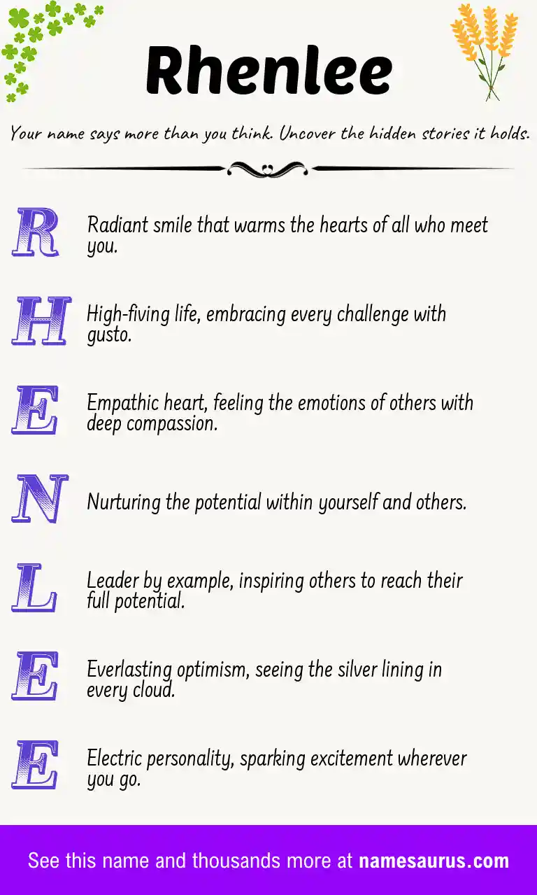 Acrostic poem about Rhenlee.