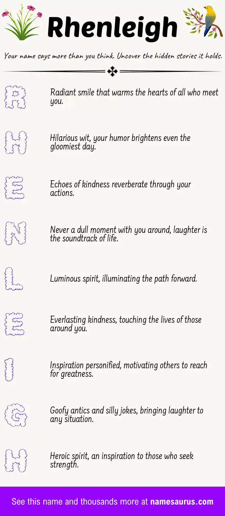 Acrostic poem about Rhenleigh.