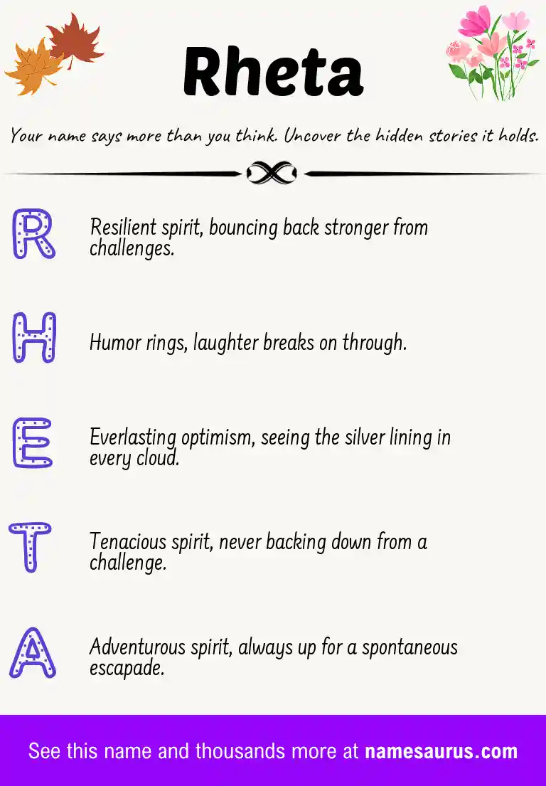Acrostic poem about Rheta.