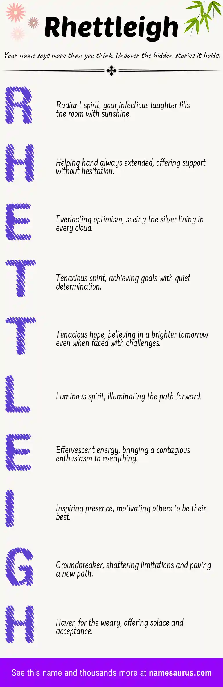 Acrostic poem about Rhettleigh.