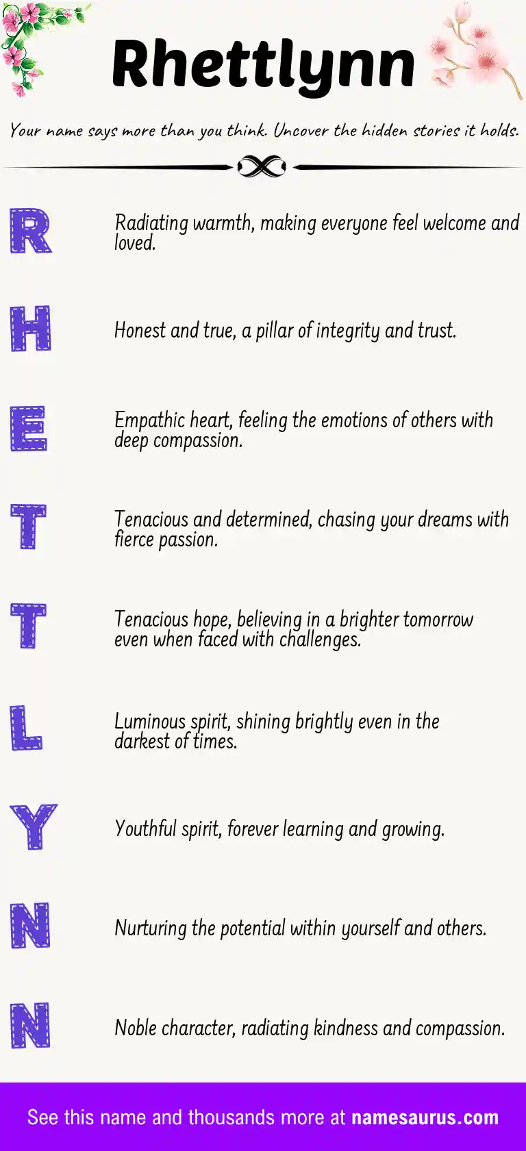 Acrostic poem about Rhettlynn.