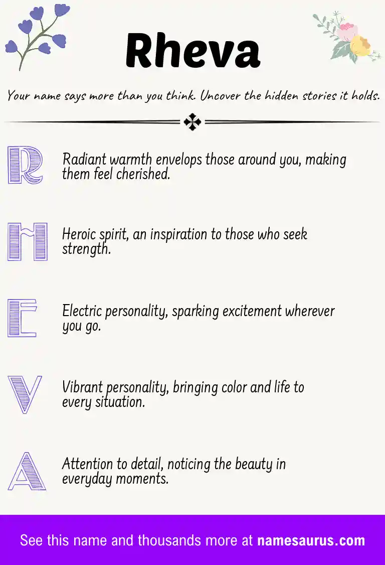 Acrostic poem about Rheva.