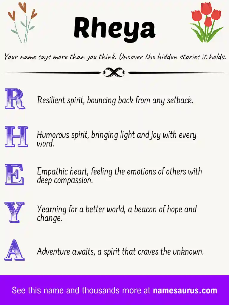 Acrostic poem about Rheya.