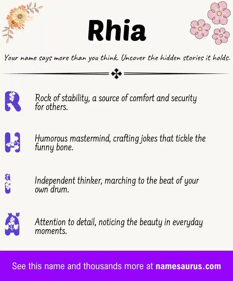 Acrostic poem about Rhia.