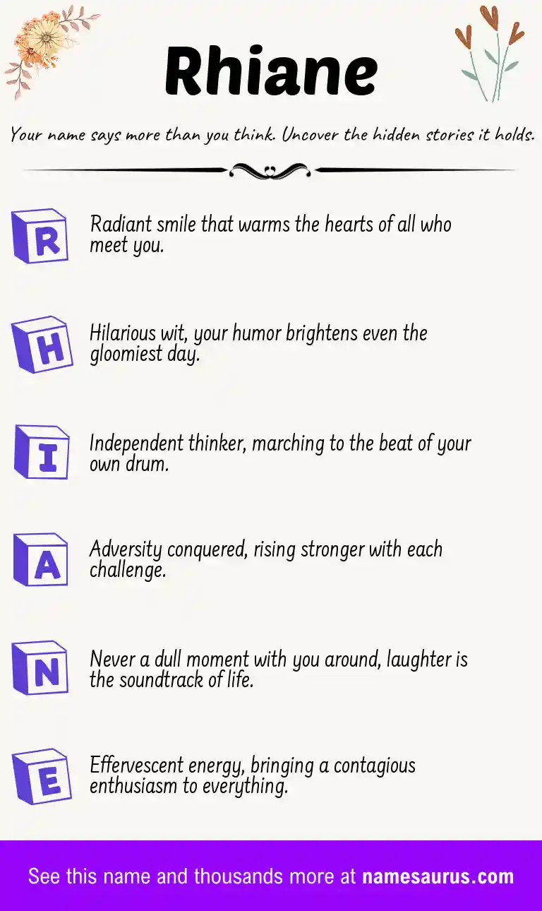 Acrostic poem about Rhiane.