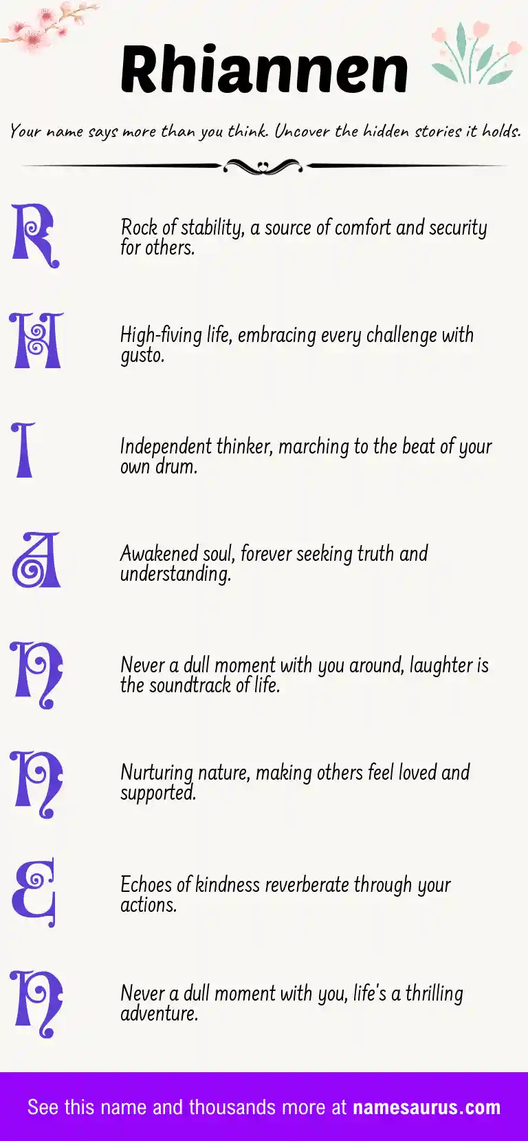 Acrostic poem about Rhiannen.