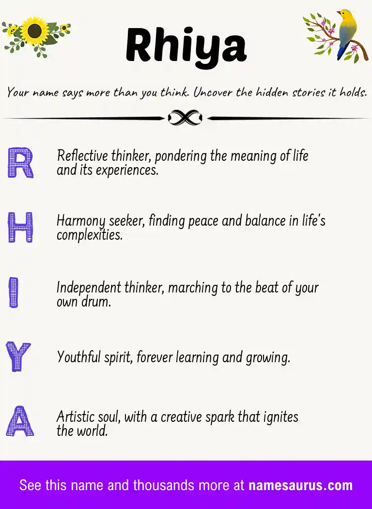 Acrostic poem about Rhiya.