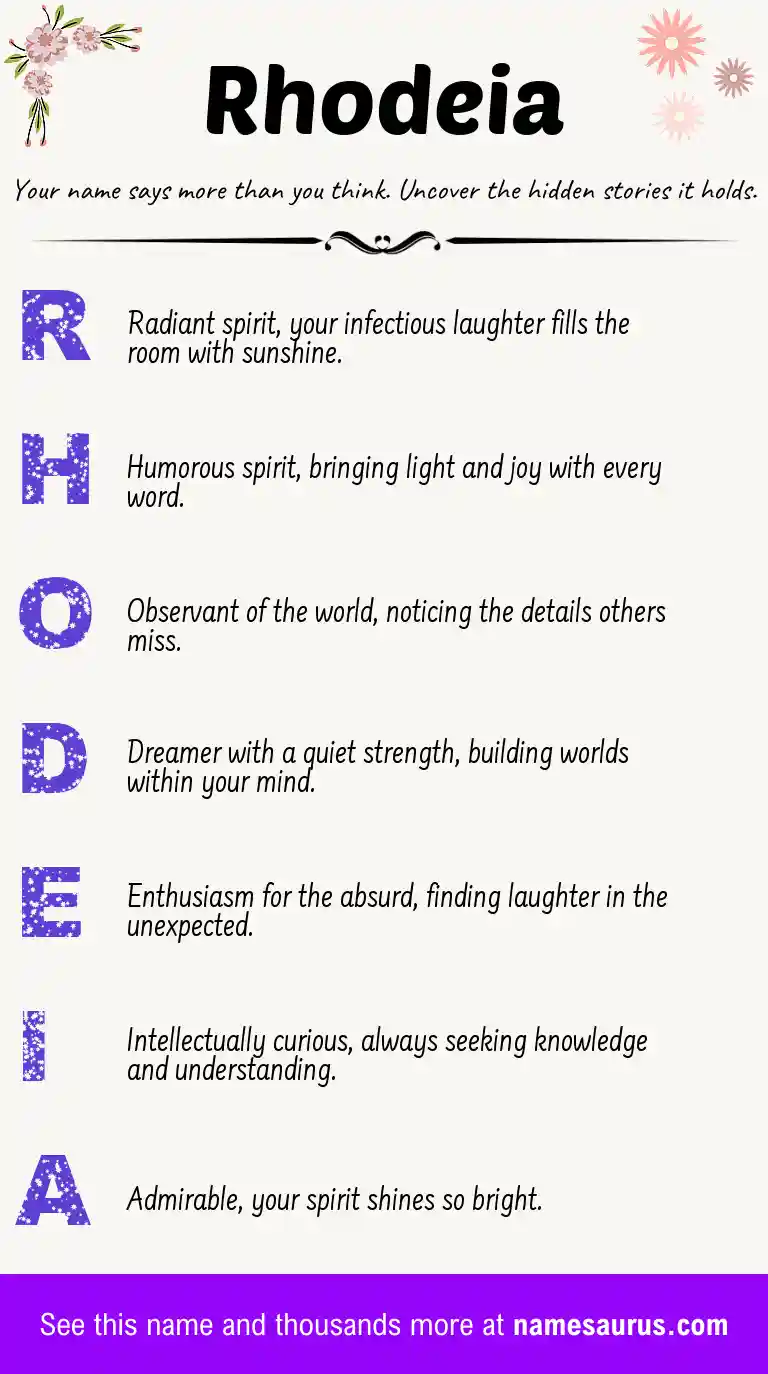 Acrostic poem about Rhodeia.