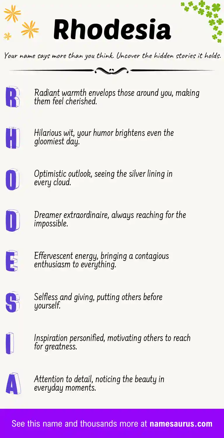 Acrostic poem about Rhodesia.