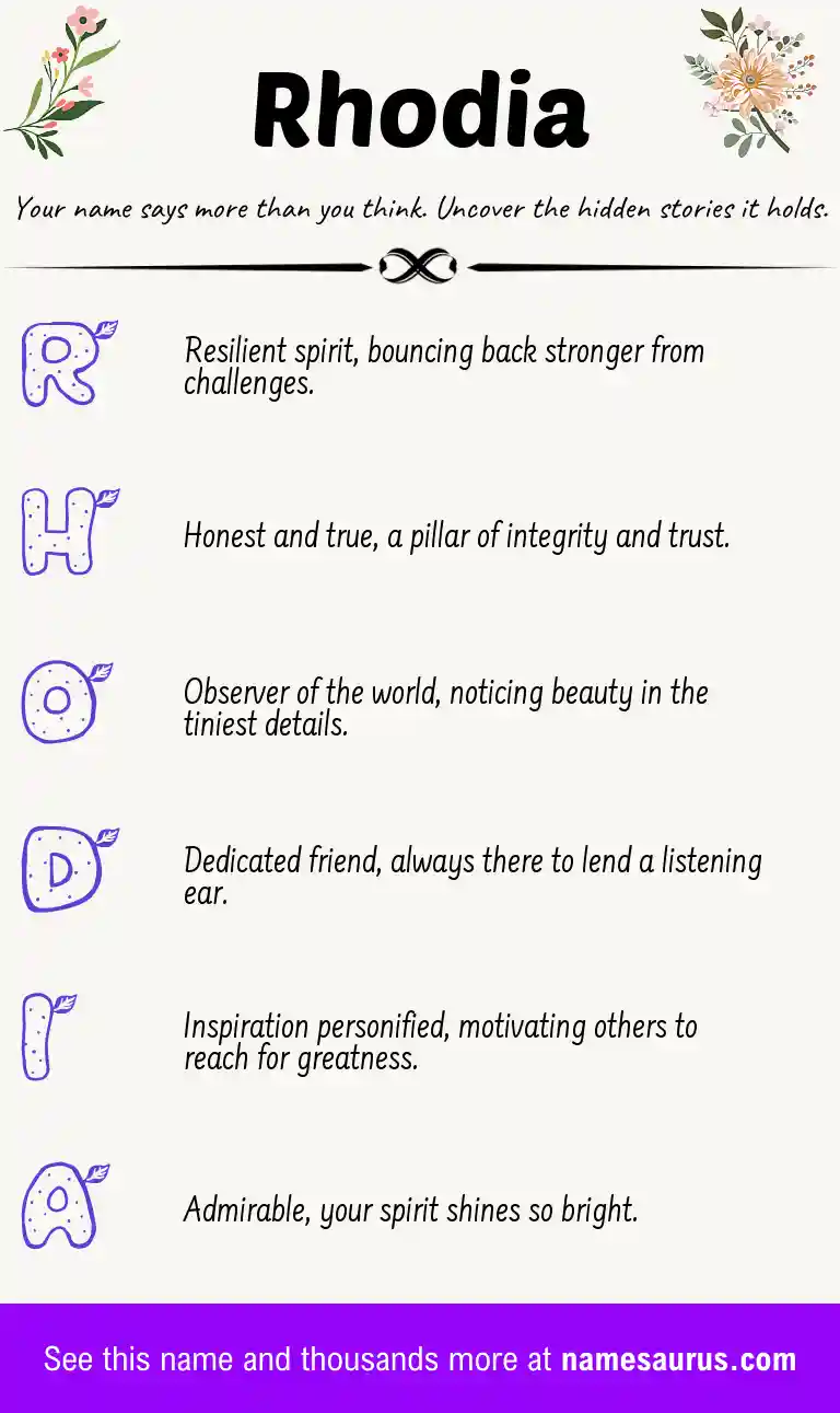 Acrostic poem about Rhodia.