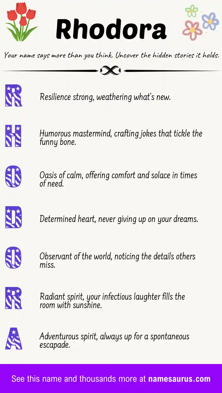 Acrostic poem about Rhodora.