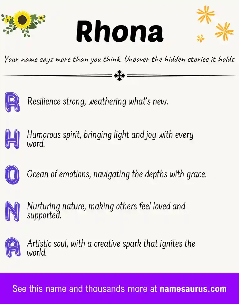 Acrostic poem about Rhona.