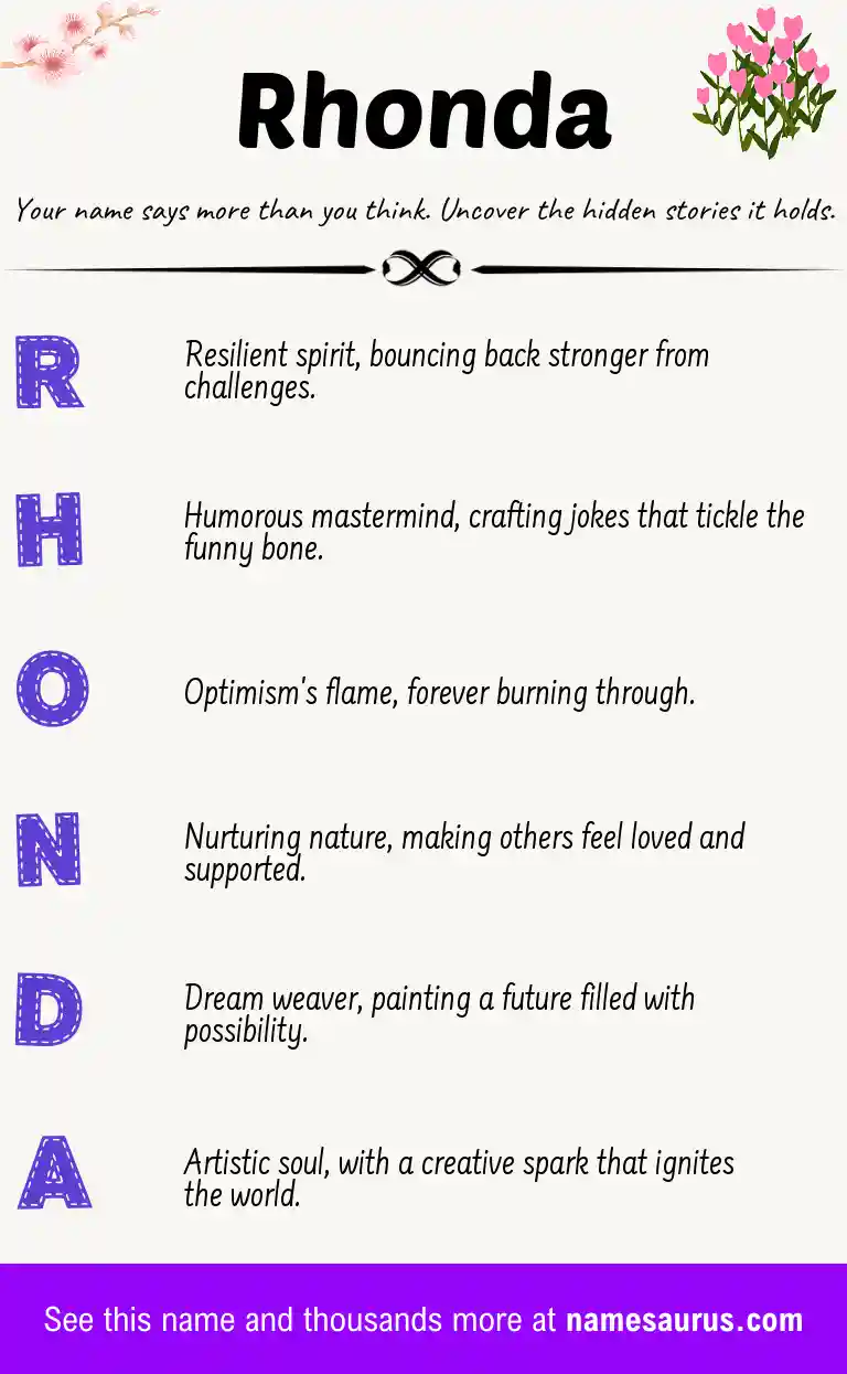Acrostic poem about Rhonda.