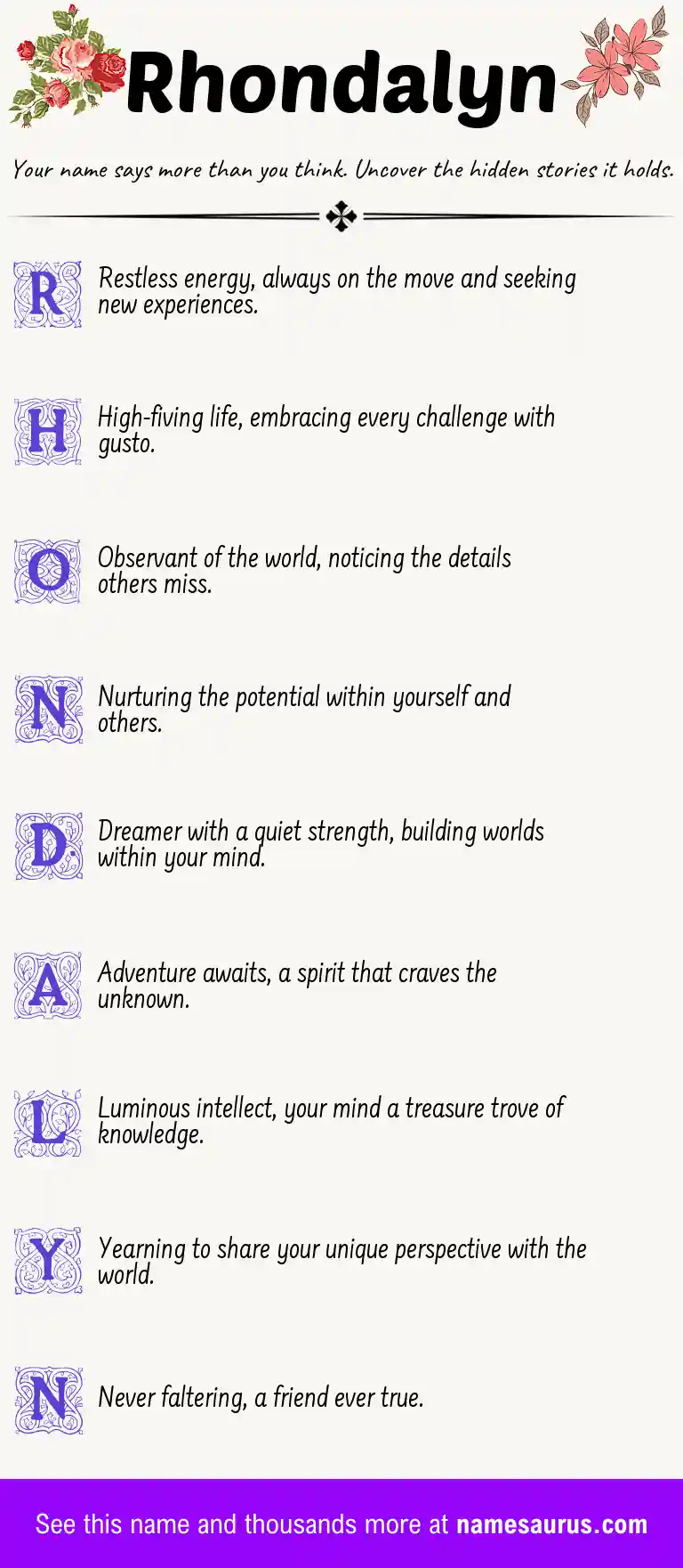 Acrostic poem about Rhondalyn.