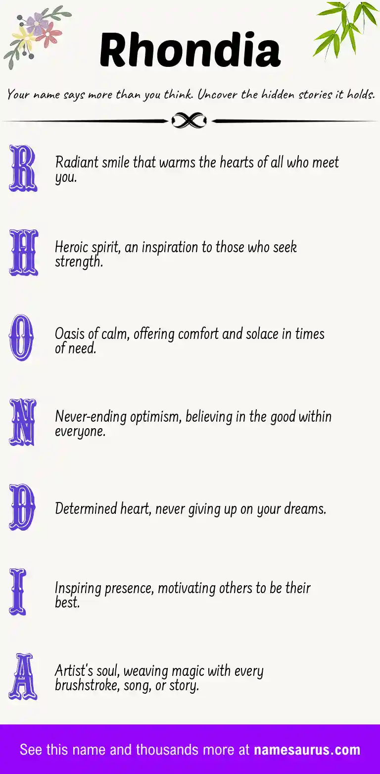 Acrostic poem about Rhondia.