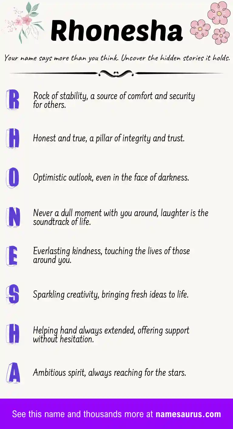 Acrostic poem about Rhonesha.
