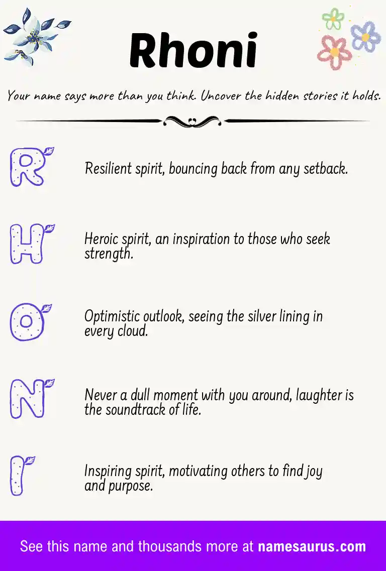 Acrostic poem about Rhoni.