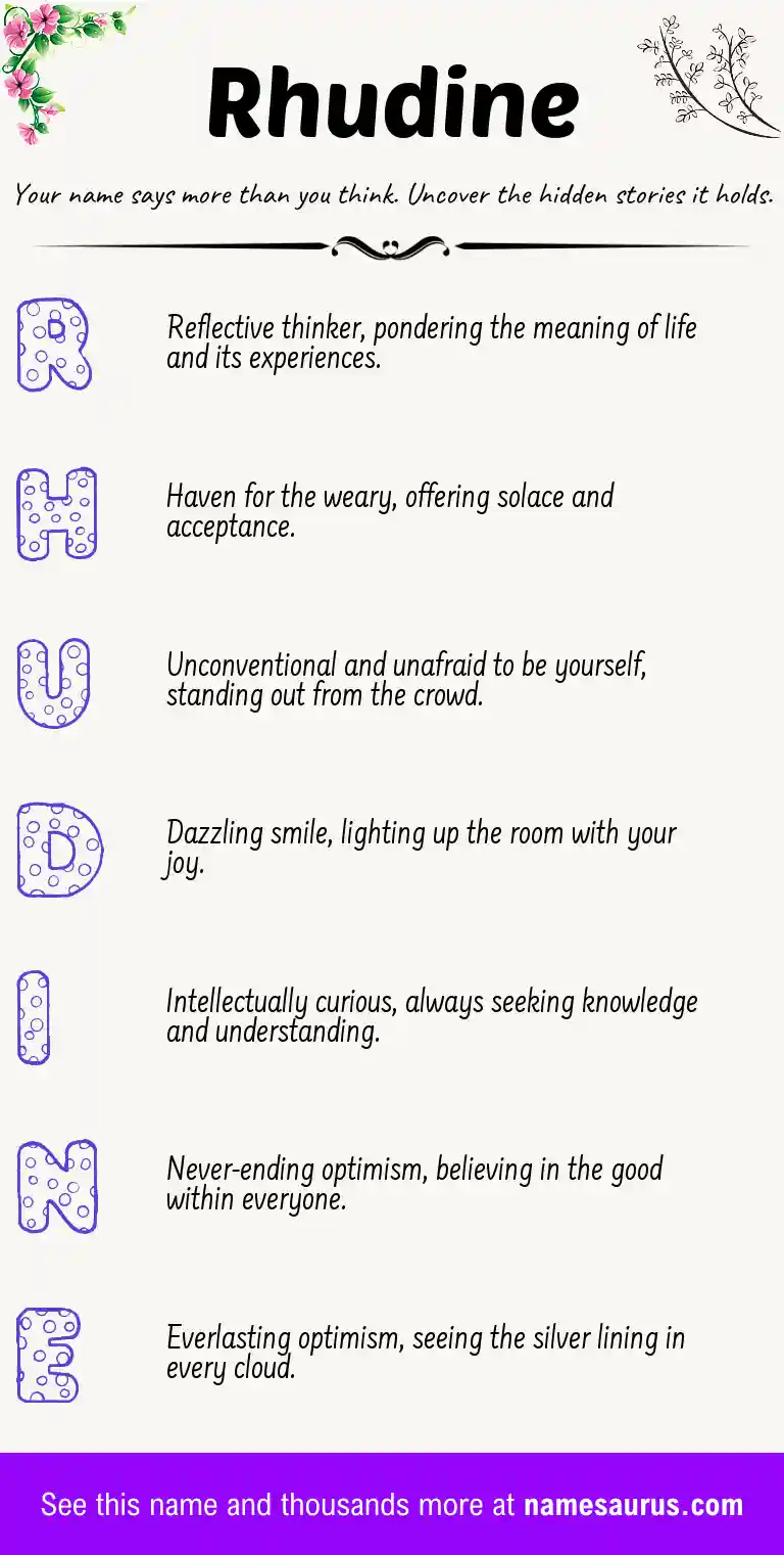Acrostic poem about Rhudine.