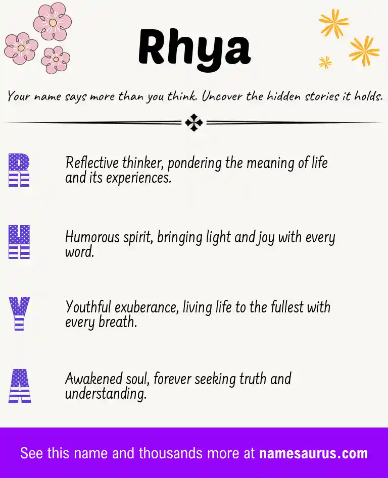 Acrostic poem about Rhya.