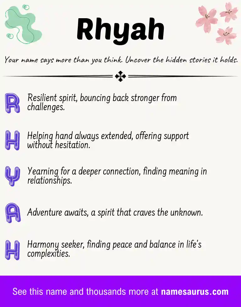 Acrostic poem about Rhyah.