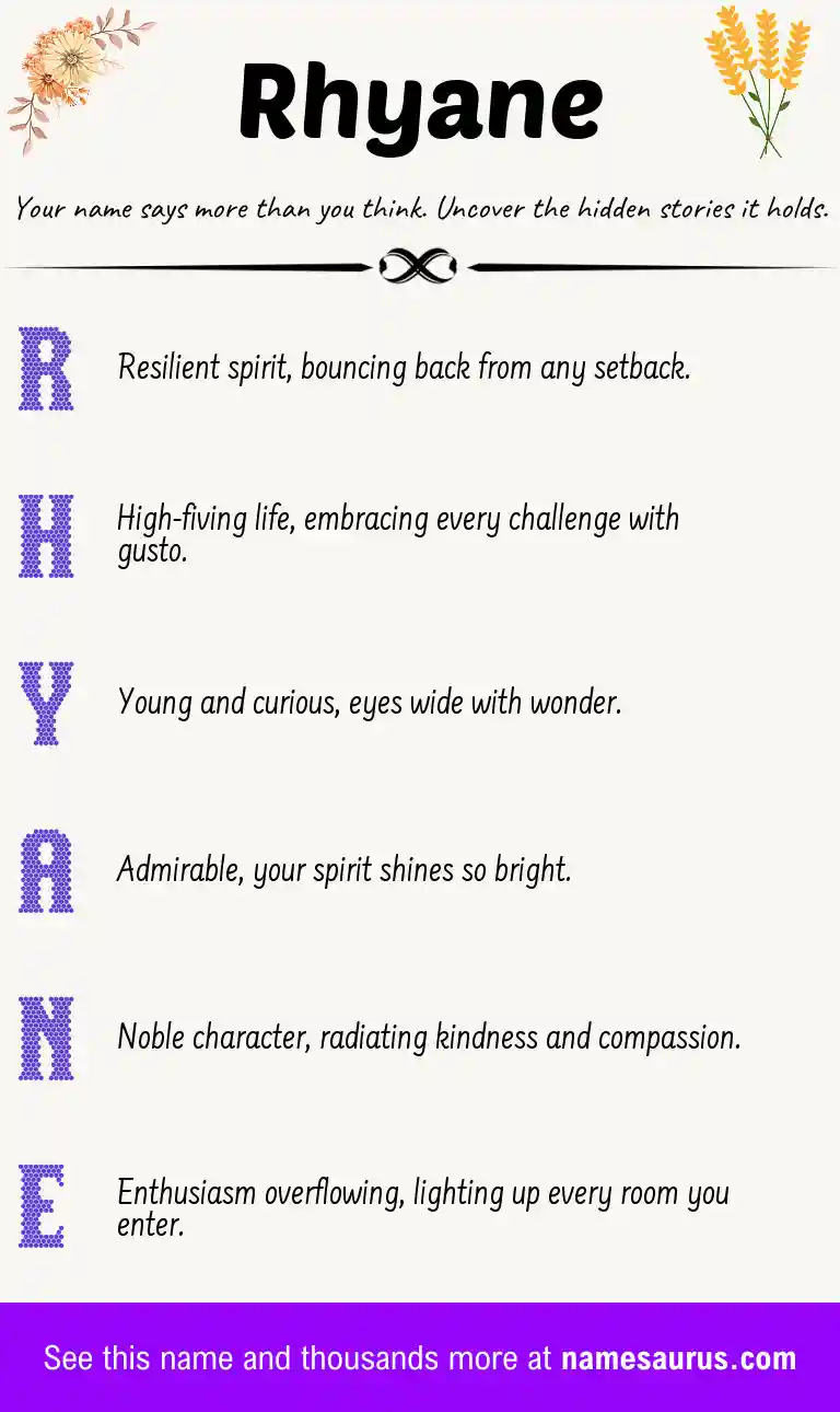 Acrostic poem about Rhyane.