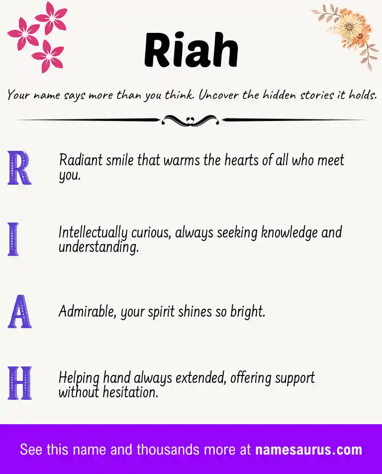 Acrostic poem about Riah.
