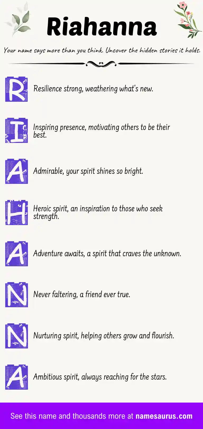 Acrostic poem about Riahanna.
