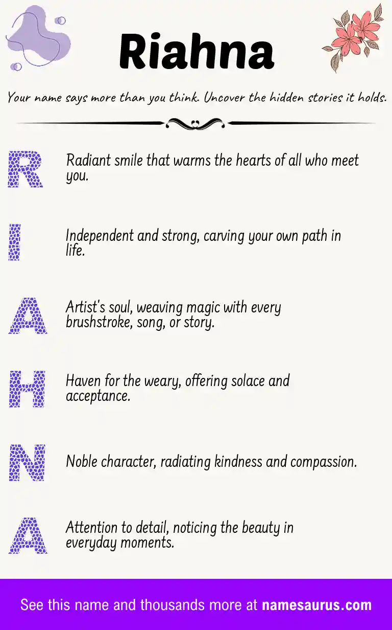 Acrostic poem about Riahna.