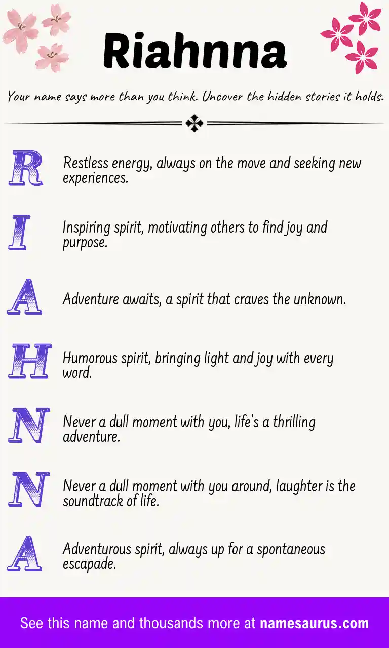 Acrostic poem about Riahnna.