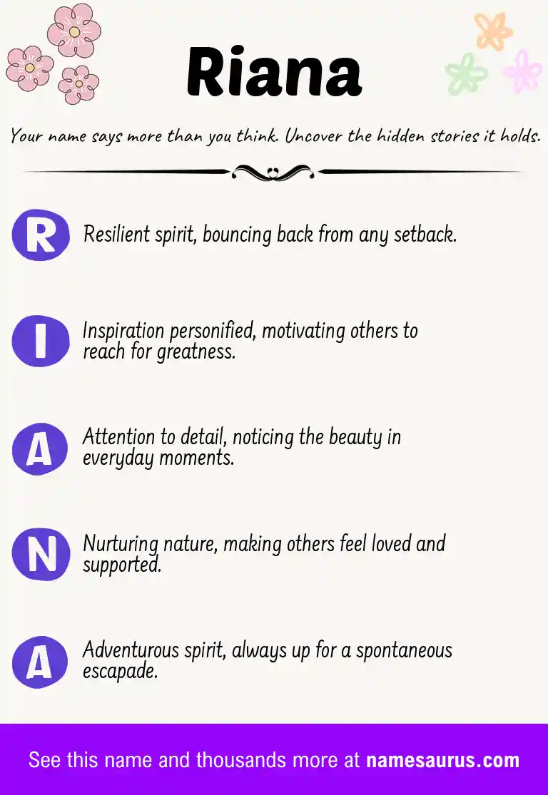 Acrostic poem about Riana.