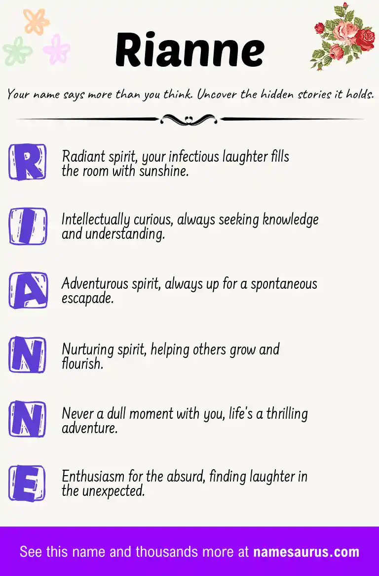 Acrostic poem about Rianne.