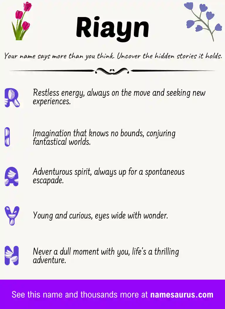 Acrostic poem about Riayn.