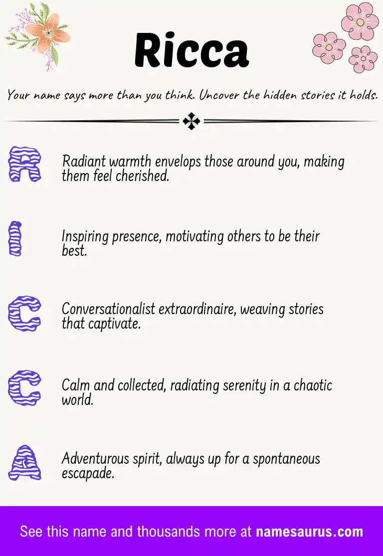 Acrostic poem about Ricca.