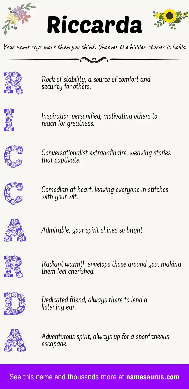 Acrostic poem about Riccarda.