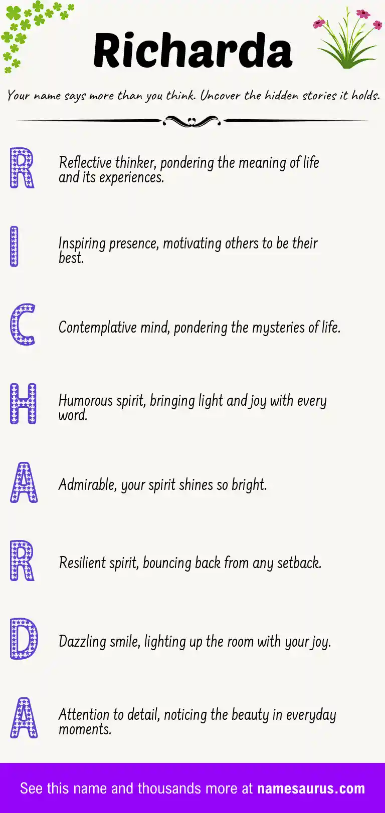 Acrostic poem about Richarda.