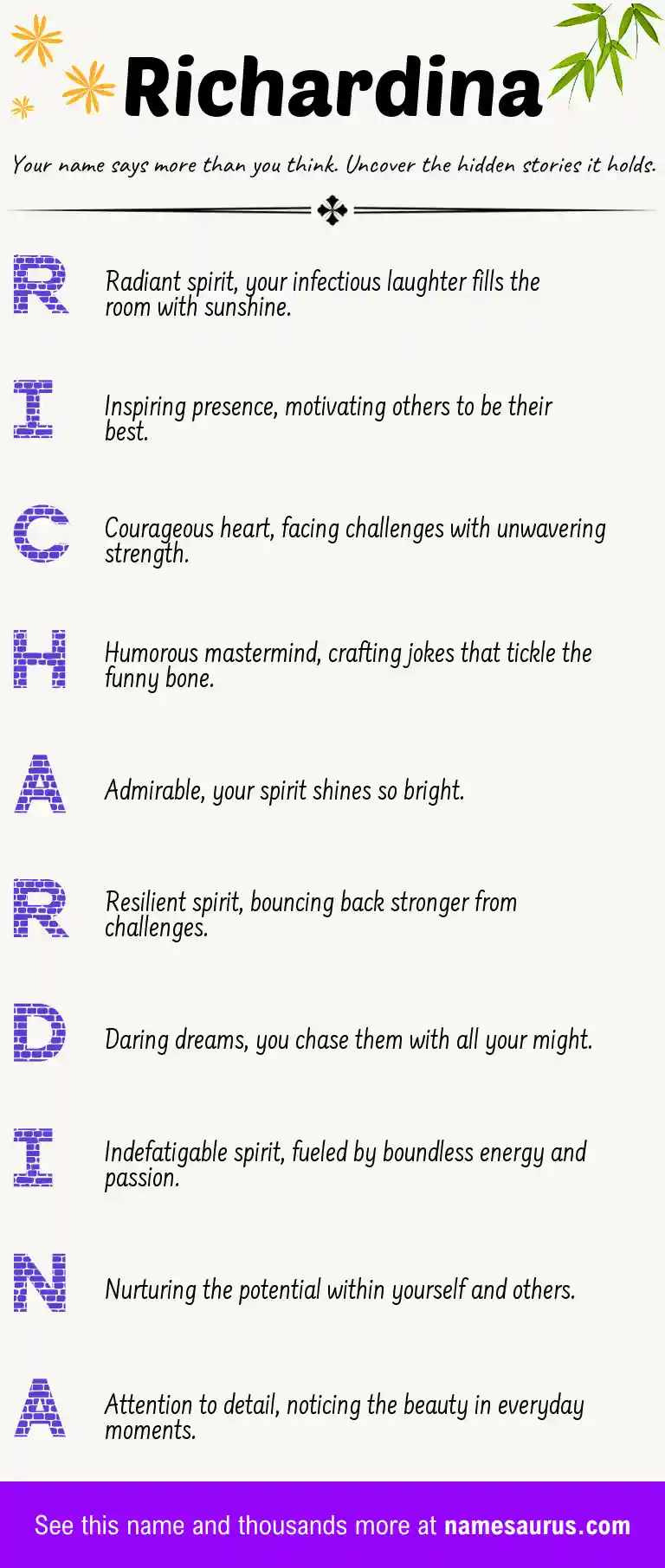 Acrostic poem about Richardina.