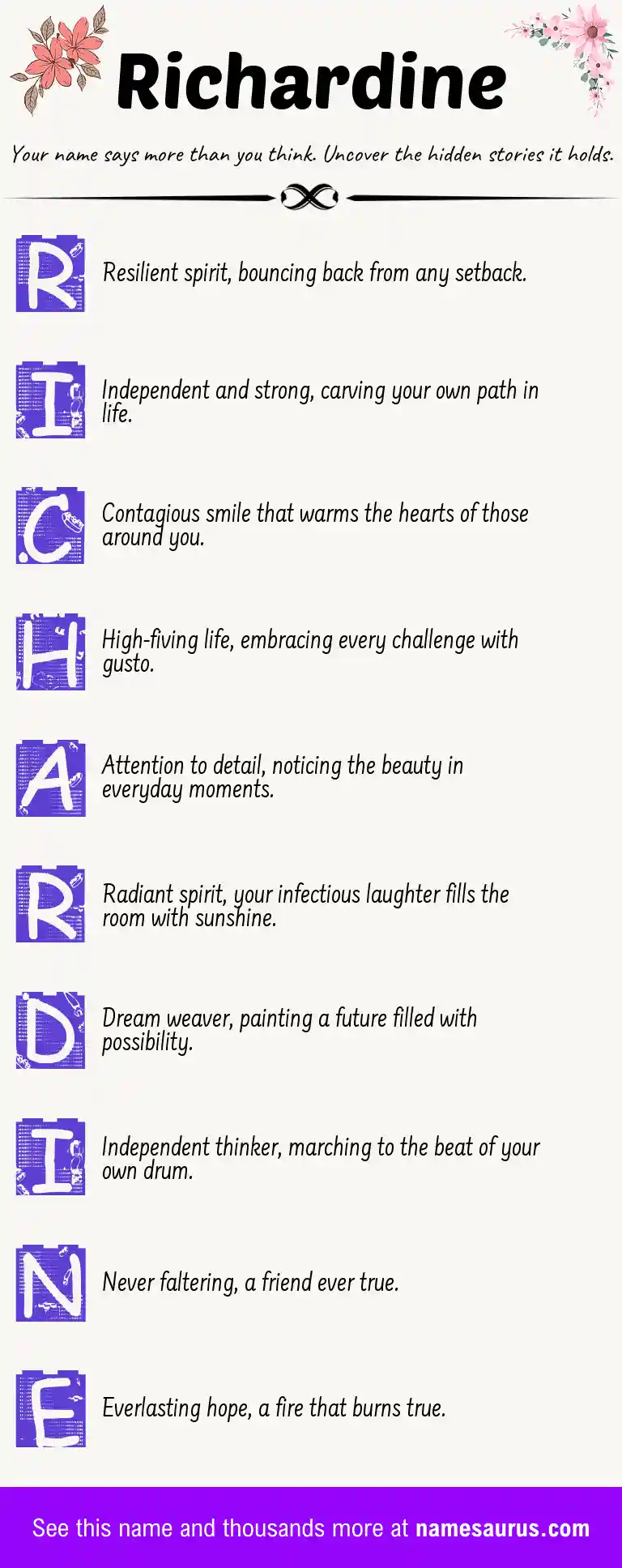 Acrostic poem about Richardine.