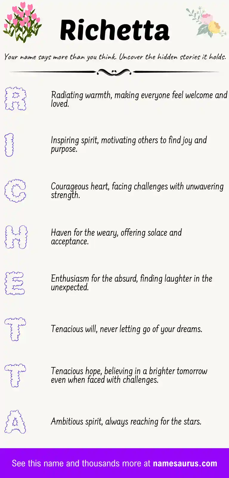 Acrostic poem about Richetta.