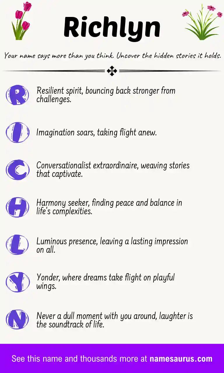 Acrostic poem about Richlyn.