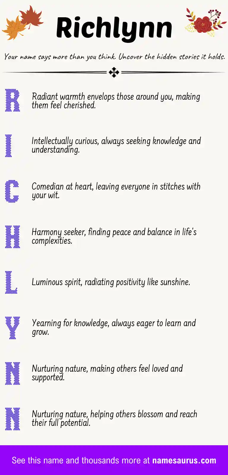 Acrostic poem about Richlynn.