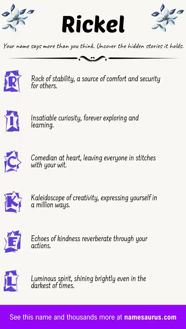 Acrostic poem about Rickel.