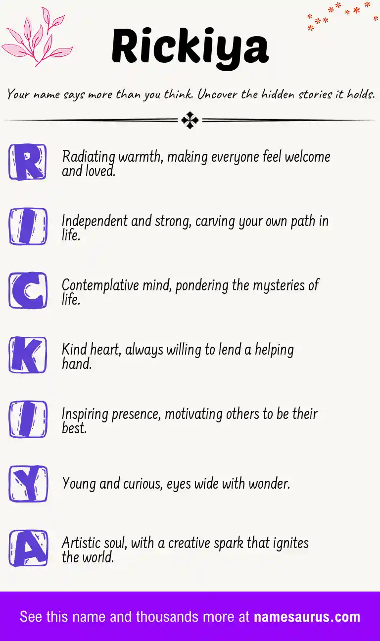 Acrostic poem about Rickiya.
