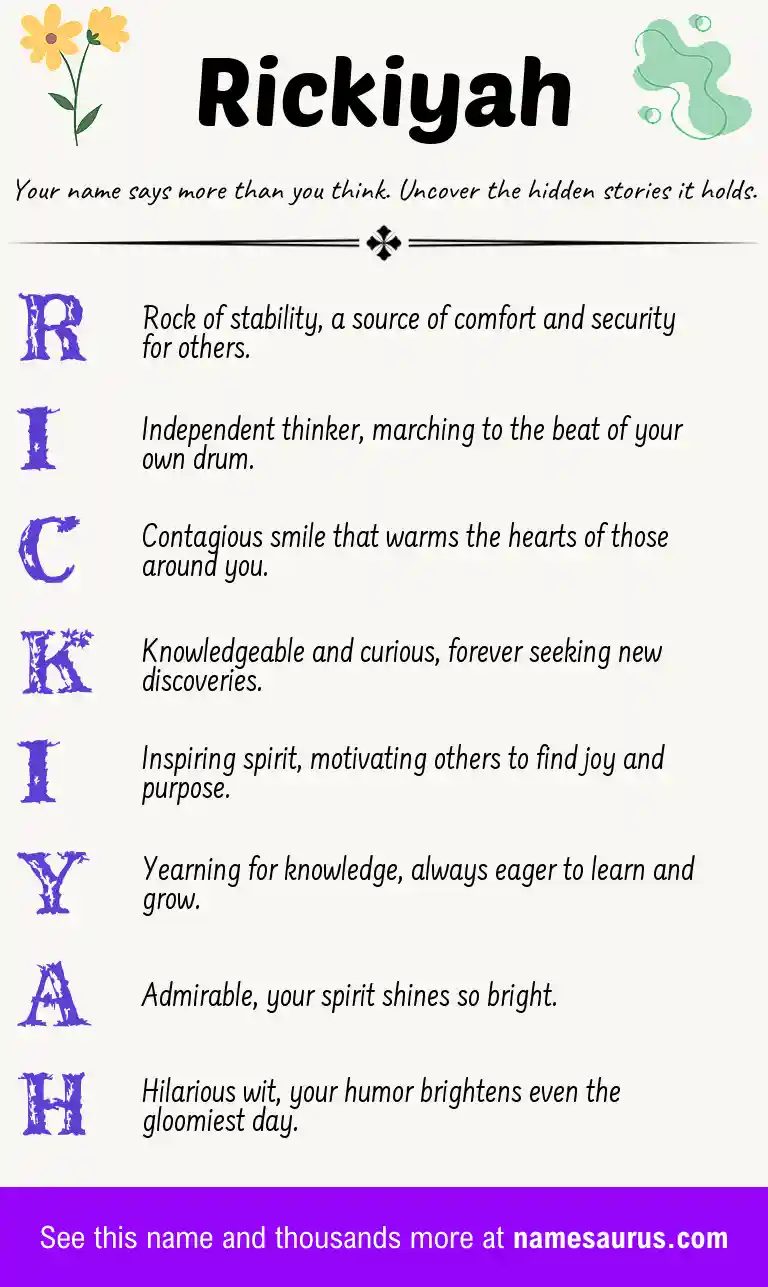 Acrostic poem about Rickiyah.