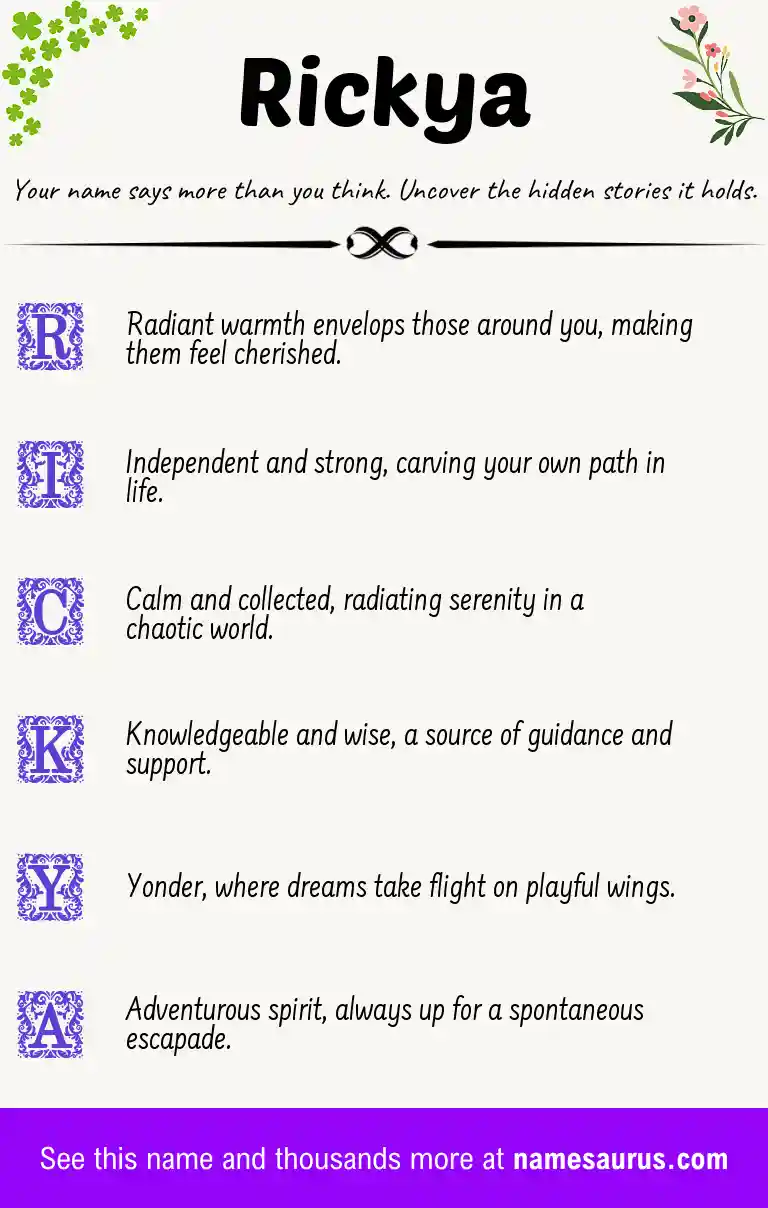 Acrostic poem about Rickya.