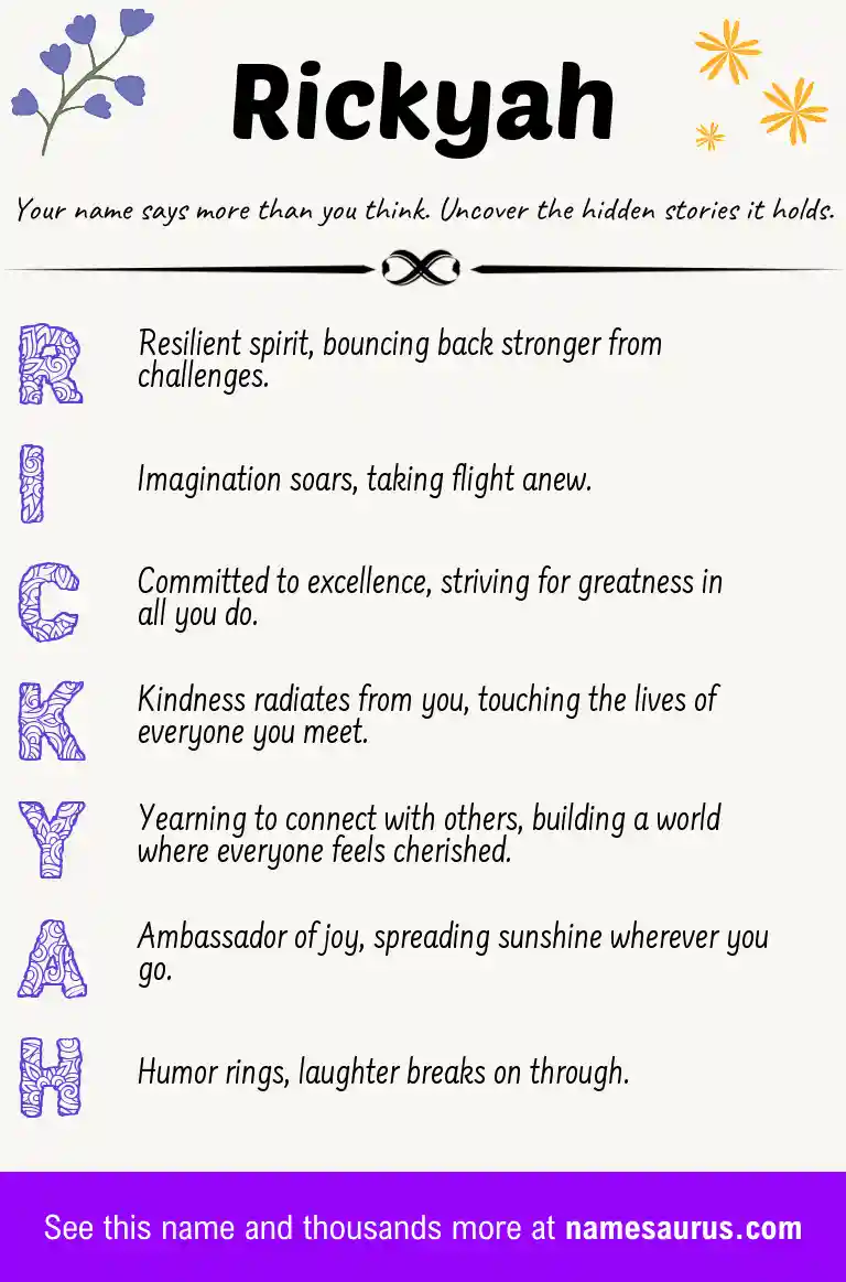 Acrostic poem about Rickyah.