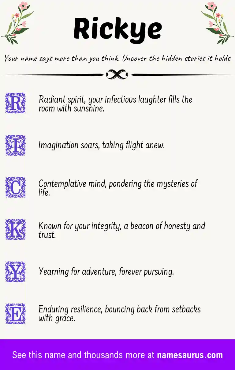 Acrostic poem about Rickye.