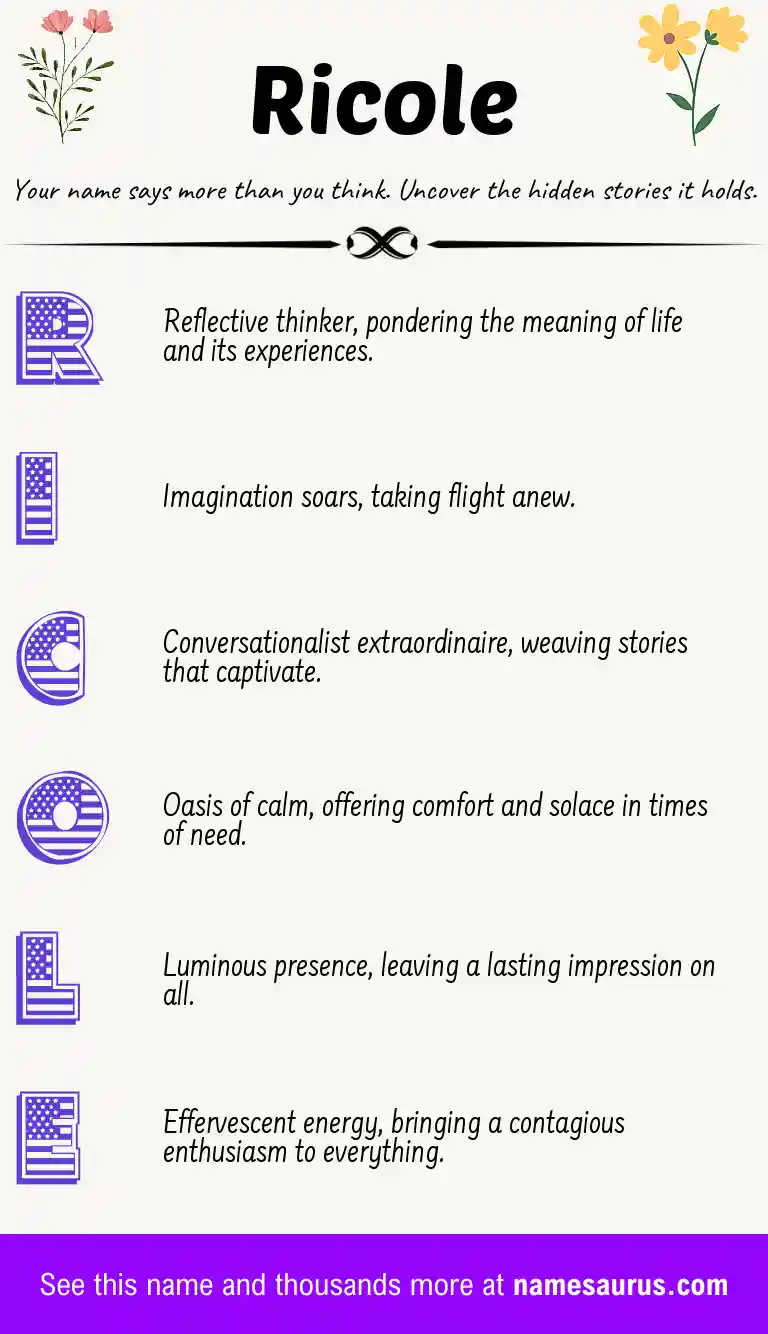 Acrostic poem about Ricole.