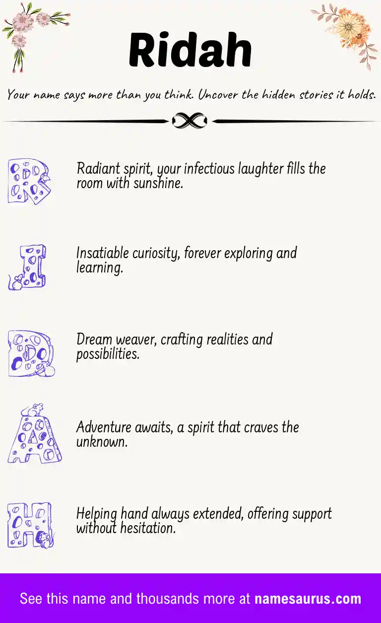 Acrostic poem about Ridah.