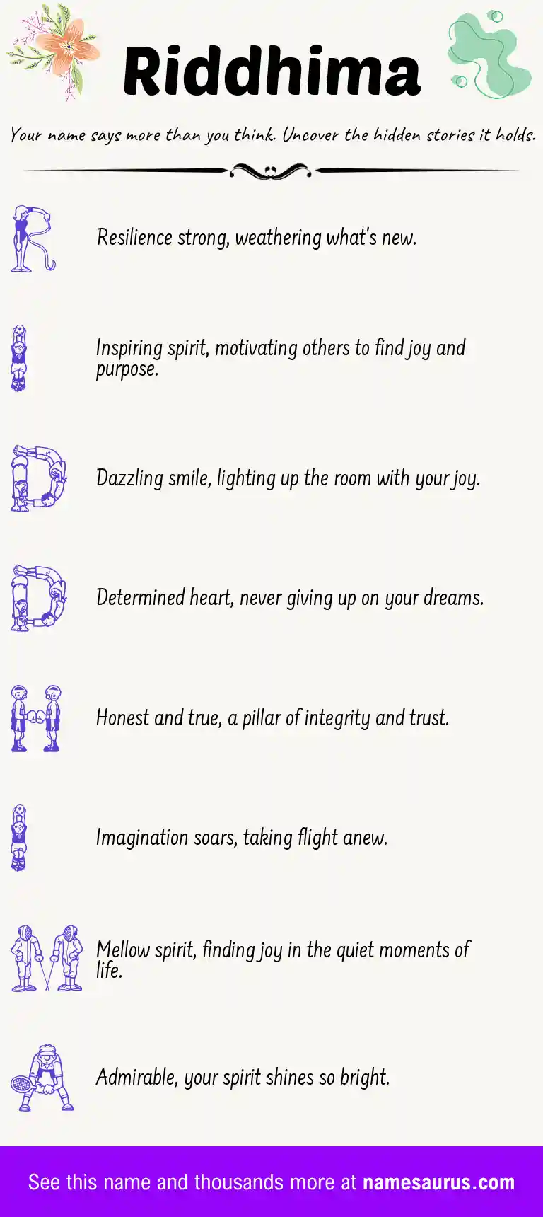 Acrostic poem about Riddhima.