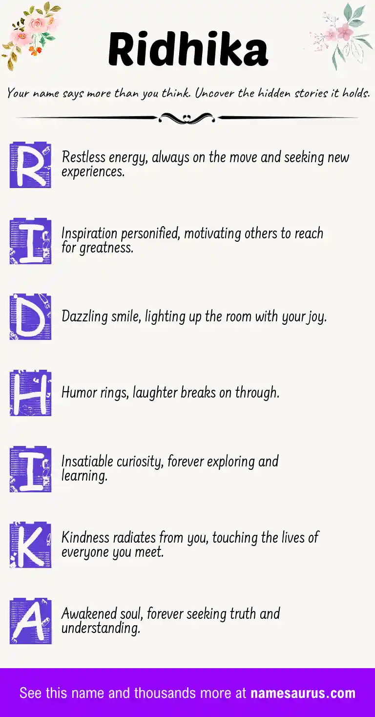 Acrostic poem about Ridhika.